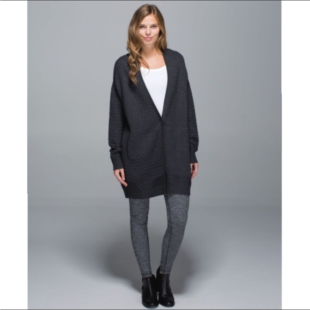 Lululemon Cardi All Day heathered black cardigan sweater